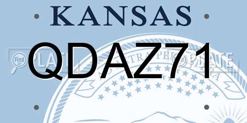 QDAZ71 Kansas License Plate