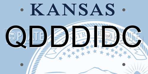 QDDDIDC Kansas License Plate