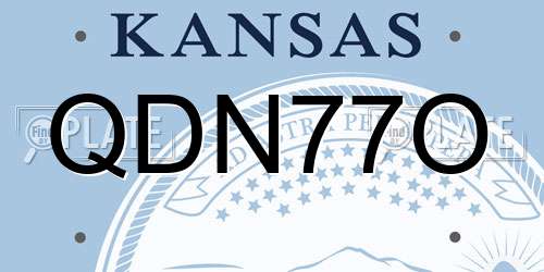 QDN77O Kansas License Plate