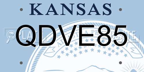 QDVE85 Kansas License Plate