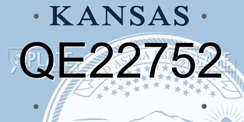 QE22752 Kansas License Plate