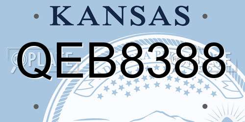 QEB8388 Kansas License Plate