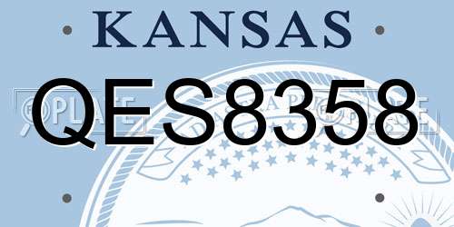 QES8358 Kansas License Plate