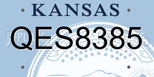 QES8385 Kansas License Plate