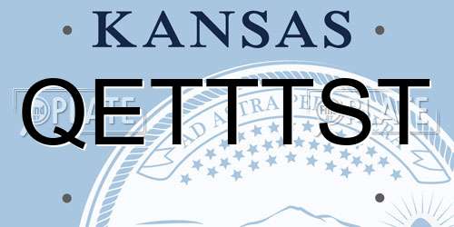 QETTTST Kansas License Plate
