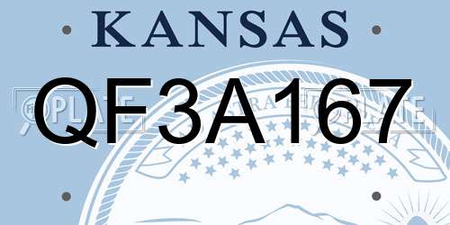 QF3A167 Kansas License Plate