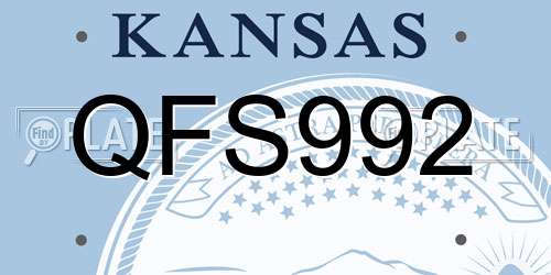 QFS992 Kansas License Plate
