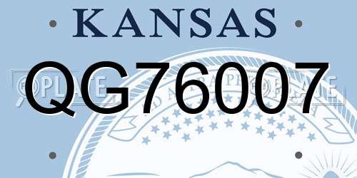 QG76007 Kansas License Plate