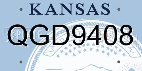 QGD9408 Kansas License Plate