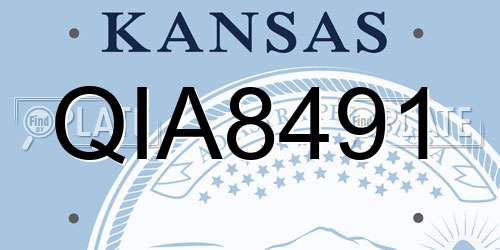 QIA8491 Kansas License Plate