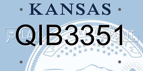QIB3351 Kansas License Plate