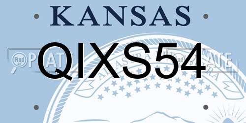 QIXS54 Kansas License Plate