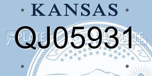QJ05931 Kansas License Plate