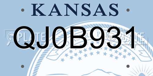 QJ0B931 Kansas License Plate