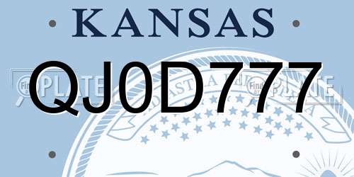 QJ0D777 Kansas License Plate