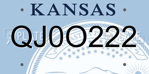 QJ0O222 Kansas License Plate