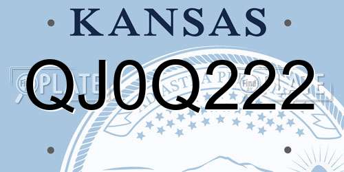 QJ0Q222 Kansas License Plate