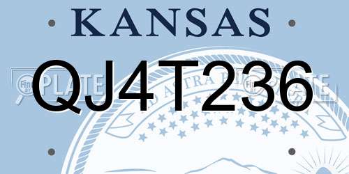 QJ4T236 Kansas License Plate