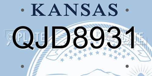 QJD8931 Kansas License Plate