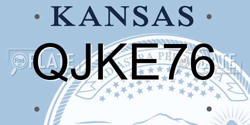 QJKE76 Kansas License Plate