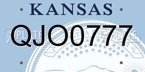 QJO0777 Kansas License Plate