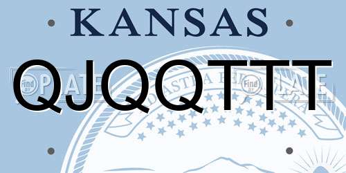 QJQQTTT Kansas License Plate