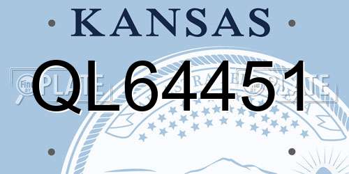 QL64451 Kansas License Plate