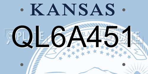 QL6A451 Kansas License Plate