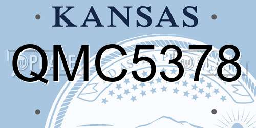 QMC5378 Kansas License Plate