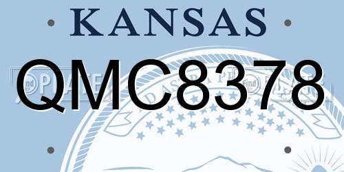 QMC8378 Kansas License Plate