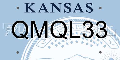 QMQL33 Kansas License Plate