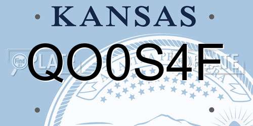 QO0S4F Kansas License Plate