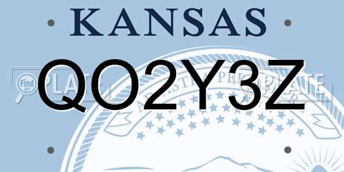 QO2Y3Z Kansas License Plate