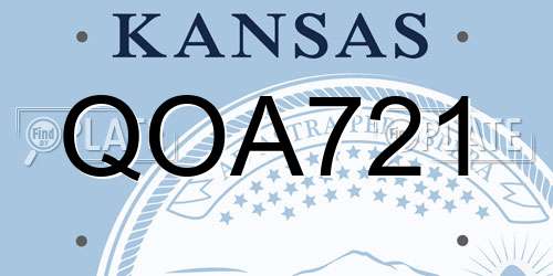 QOA721 Kansas License Plate