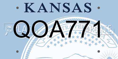 QOA771 Kansas License Plate