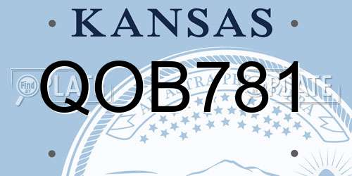 QOB781 Kansas License Plate