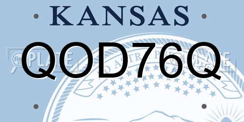 QOD76Q Kansas License Plate