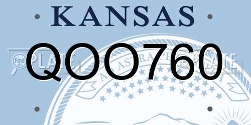 QOO760 Kansas License Plate