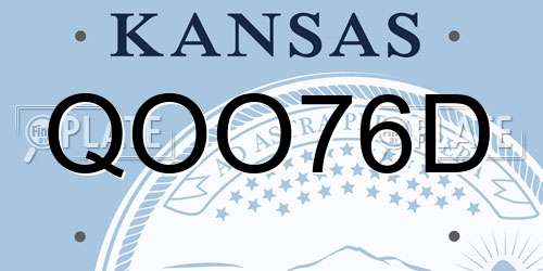 QOO76D Kansas License Plate