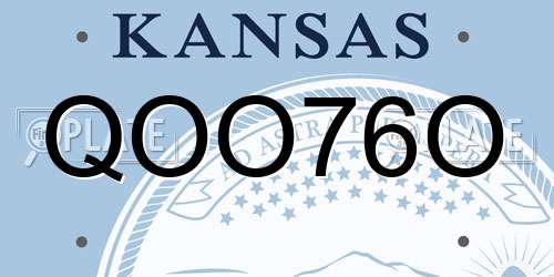 QOO76O Kansas License Plate