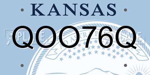 QOO76Q Kansas License Plate