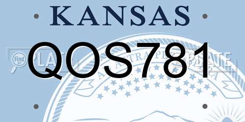 QOS781 Kansas License Plate