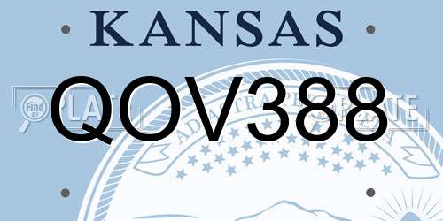 QOV388 Kansas License Plate