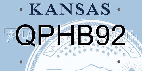 QPHB92 Kansas License Plate