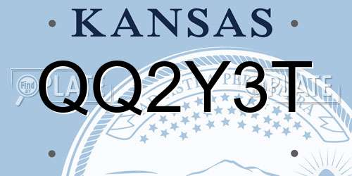 QQ2Y3T Kansas License Plate