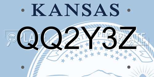 QQ2Y3Z Kansas License Plate