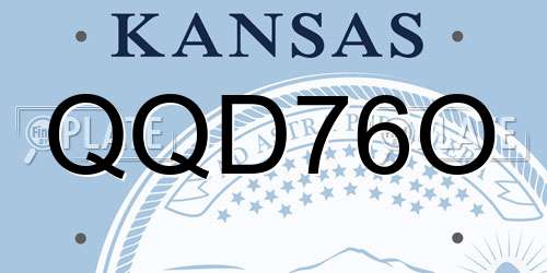 QQD76O Kansas License Plate