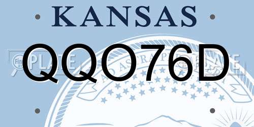 QQO76D Kansas License Plate