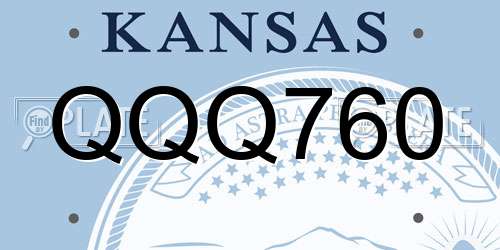 QQQ760 Kansas License Plate