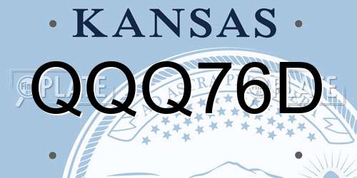 QQQ76D Kansas License Plate